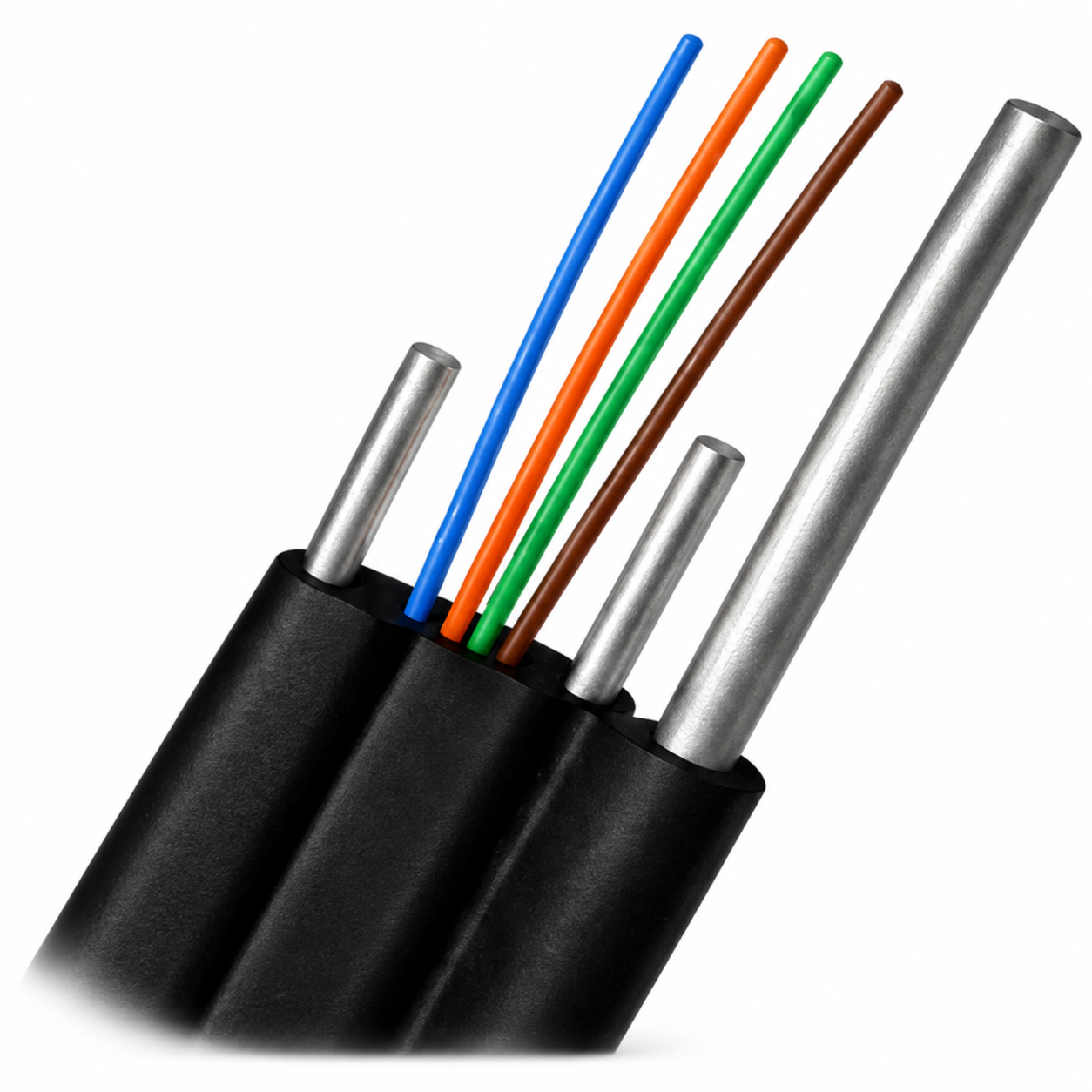 4 Core Havai Çelik Askı Telli Fiber Optik Kablo - Outdoor / Dış Mekan - 1000 Metre